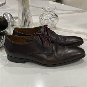 VGUC Paul Smith mens brown leather oxfords w dark wine coloured original laces